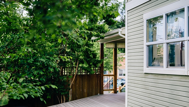 A picture of a freshly painted deck.
