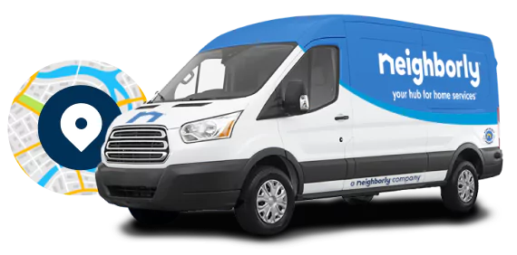 FSP van with a location pin in the background.