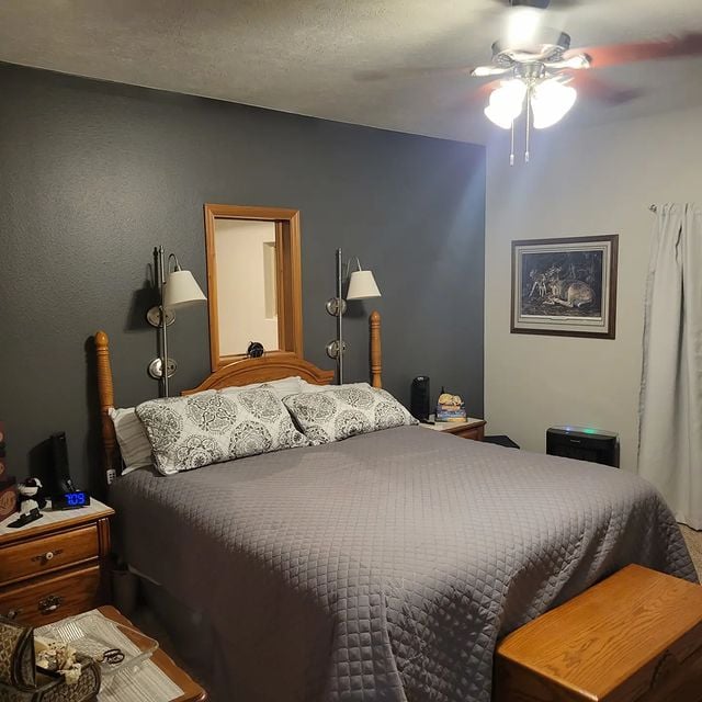 Bedroom with painted accent wall