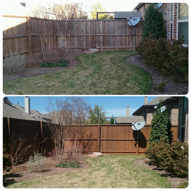 Before and after fence repainting