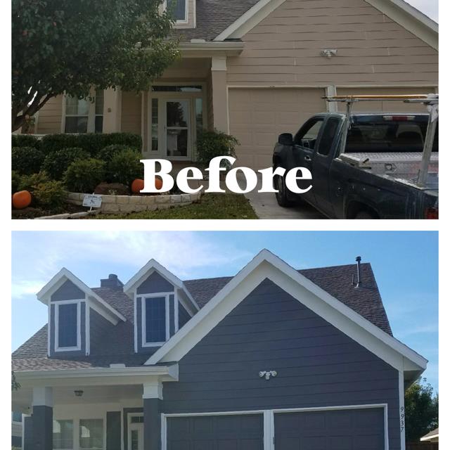 Before and after house front repainting