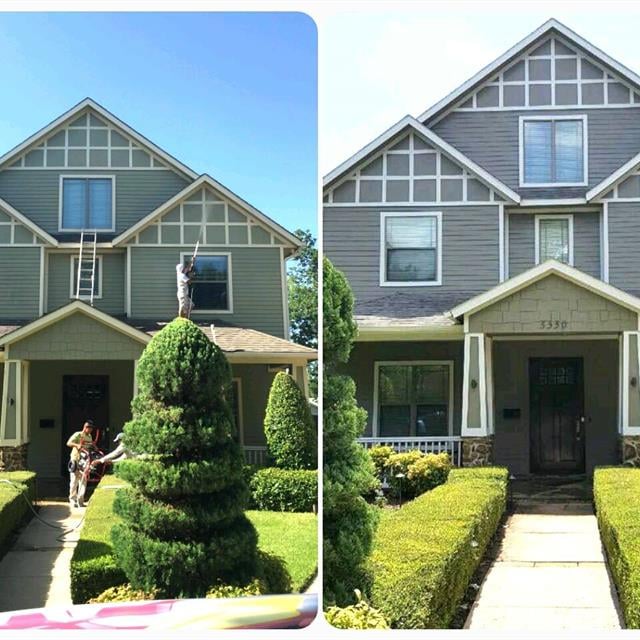 Before and after house front repainting