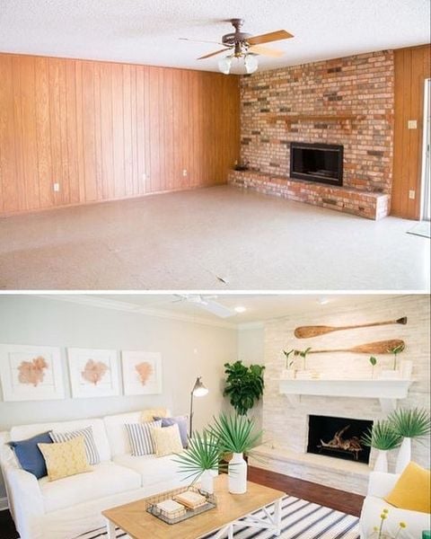 Before and after living room painting