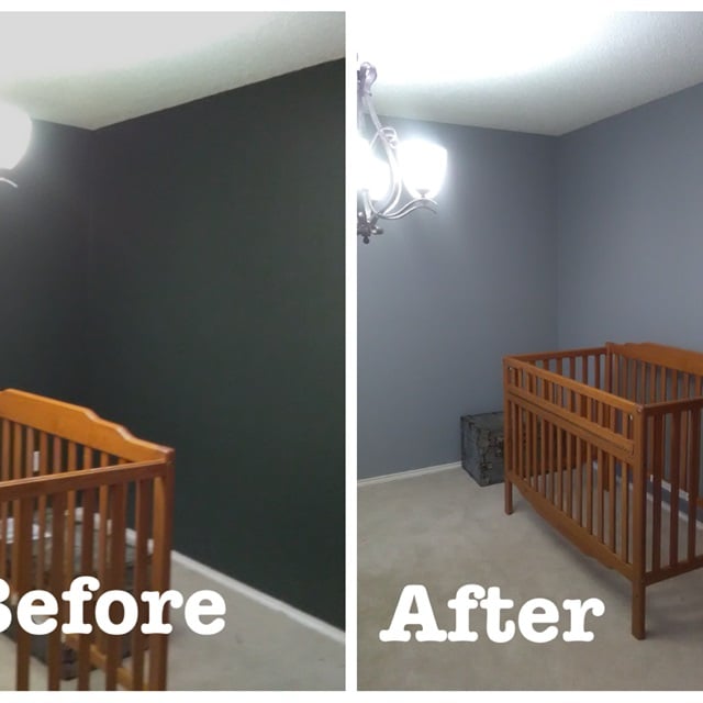 Before and after nursery repainting