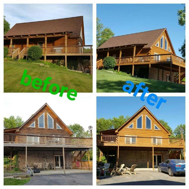 Before and after of log cabin