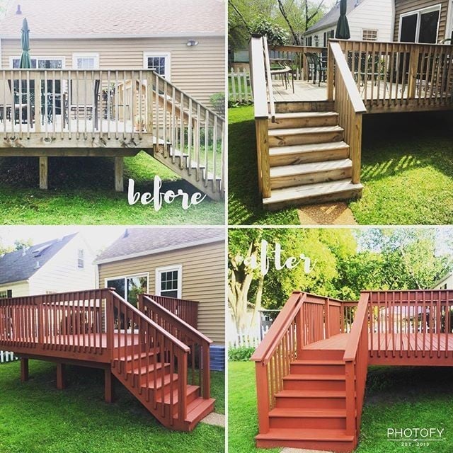 Before and after orange deck