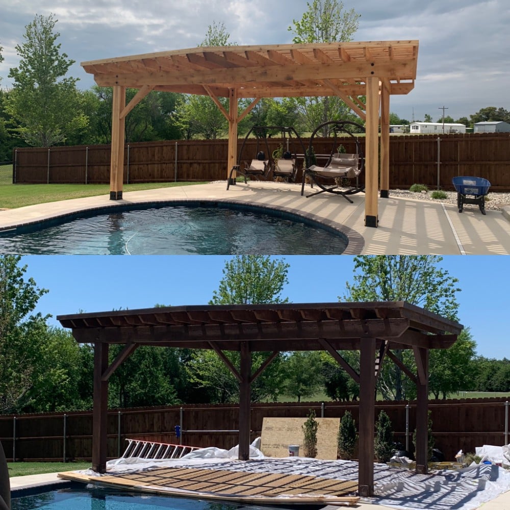 Fence staining custom color. Sherwin Williams SuperDeck products.