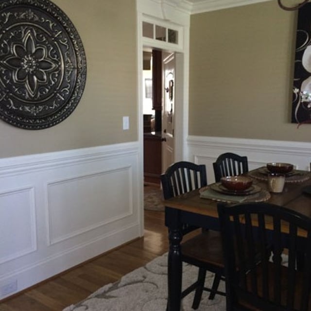 dining room painting, beautiful trim and wainscoting, Oak Ridge, interior painting, professional painting, color consultation