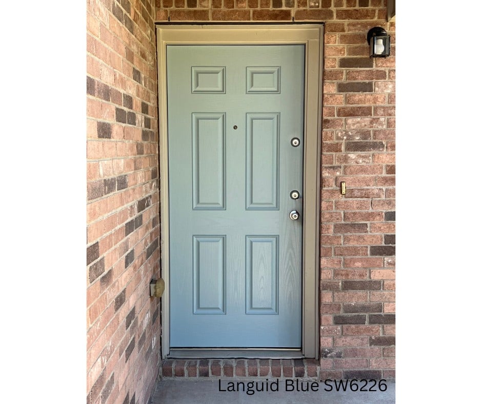 Front door in Sherwin-Williams Languid Blue 6226