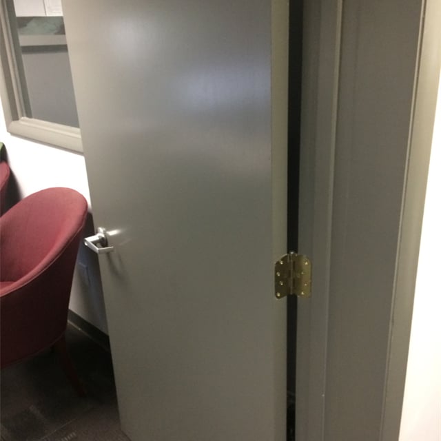 Home office door painted in white