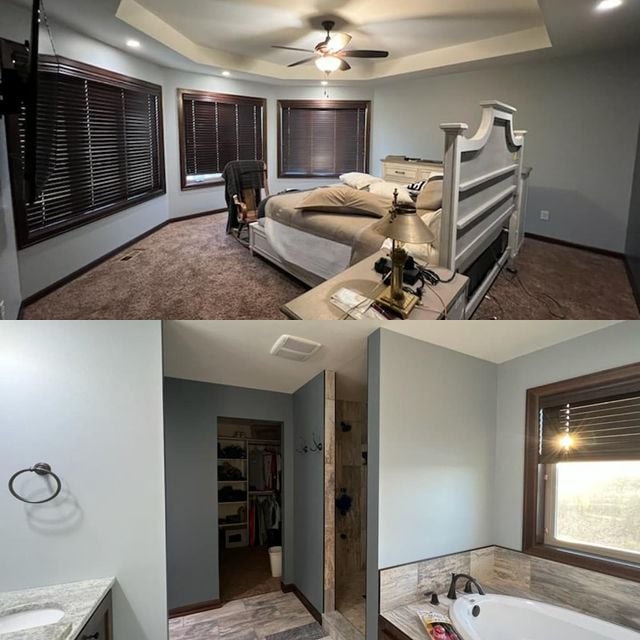 Interior painting in bathroom and bedroom