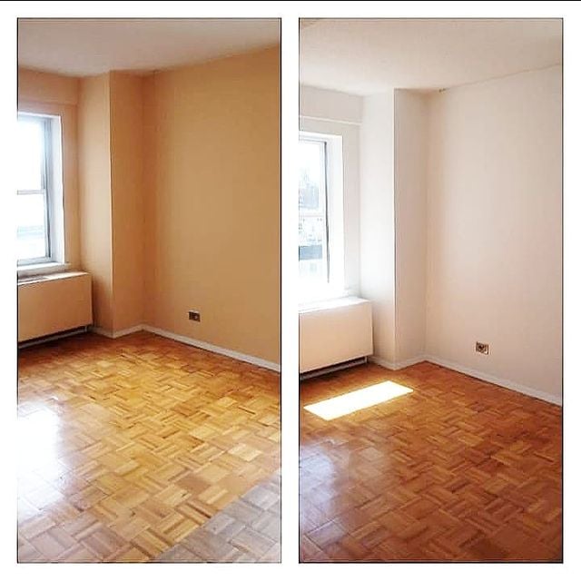 Interior room repainted before and after