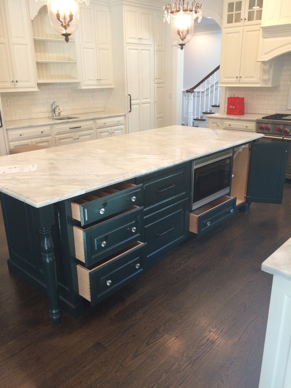 Green kitchen island