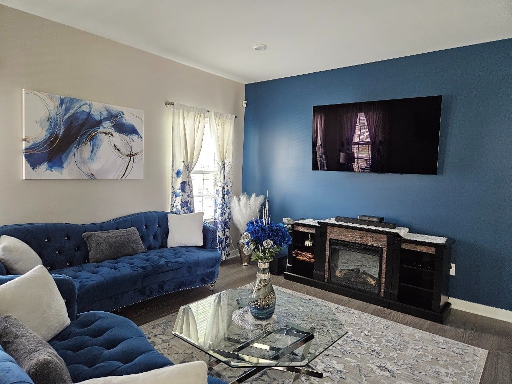 Living Room, Sherwin-Williams, Delaware Painting, Residential Painting, Exterior Painting, Color Consultation, Color Consultant, Vibrant Paint,  Remodeling, Expert Painting, Accent Wall, 19707