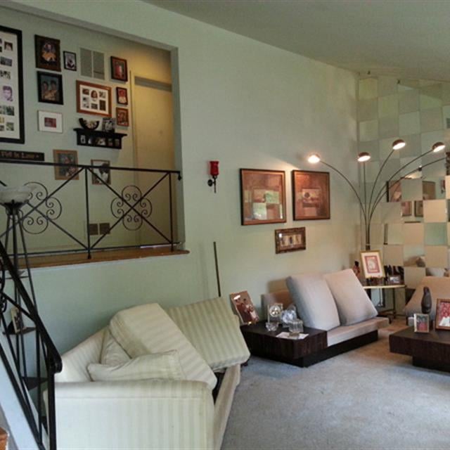 Pastel green painted living room