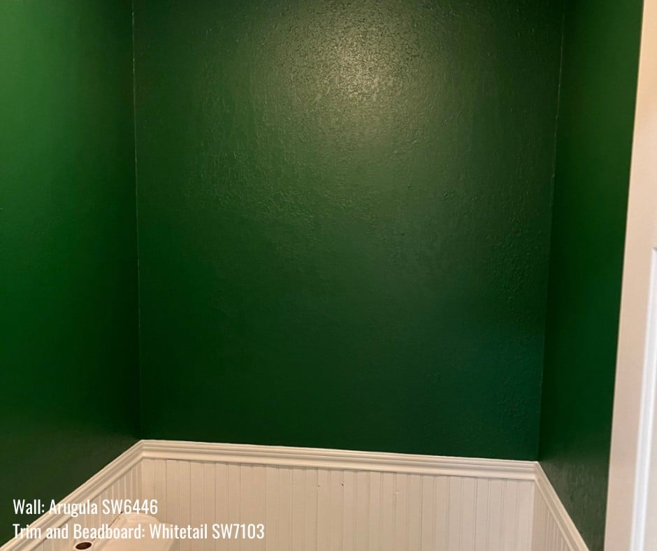 Powder Room, Wall: Arugula SW6446, Trim and Beadboard: Whitetail SW7103