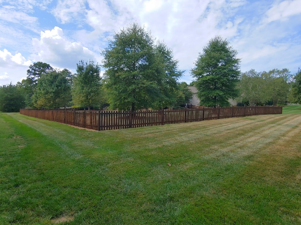 Re-stain picket fence