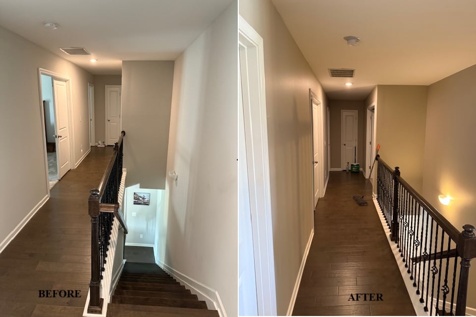 Interior Stairwell Sherwin Williams SW1015 Skyline Steel Duration Home Acrylic Latex