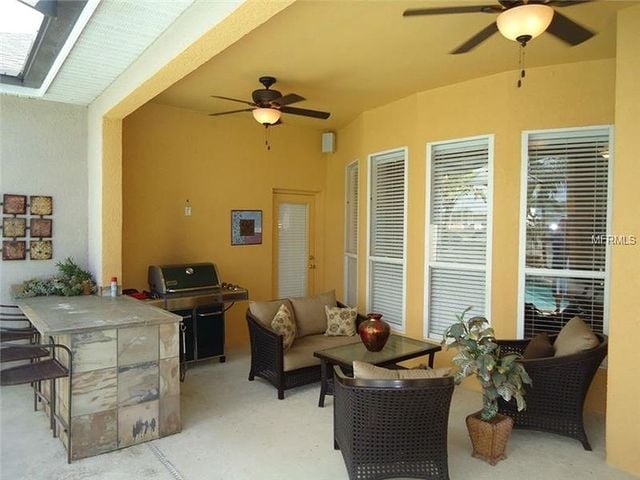 Yellow painted home patio