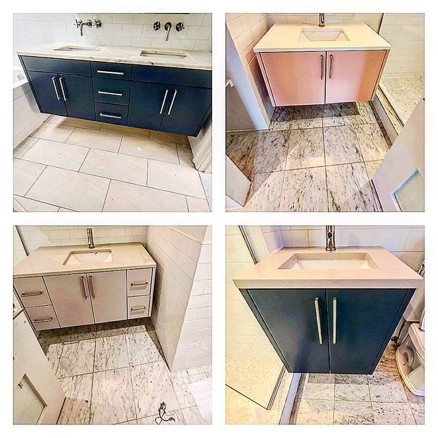 before and after of cabinets painted