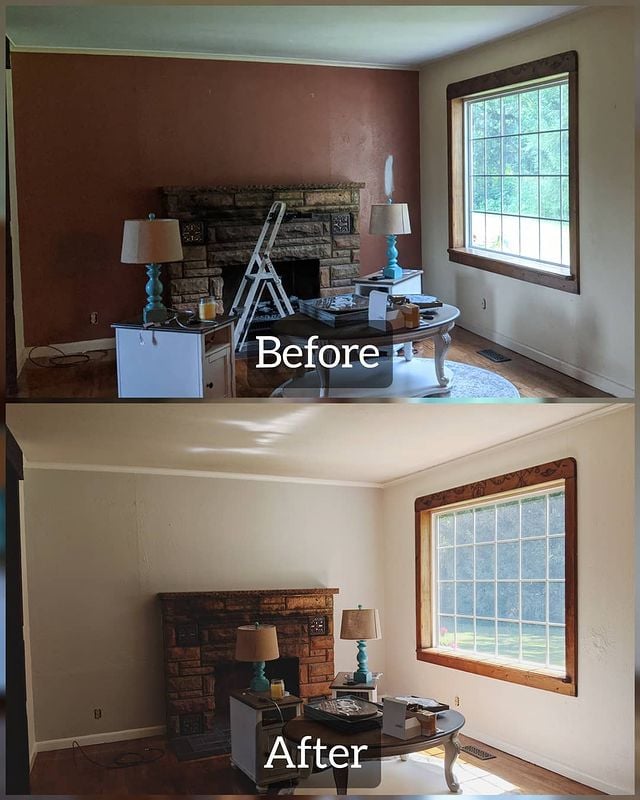 before and after white room
