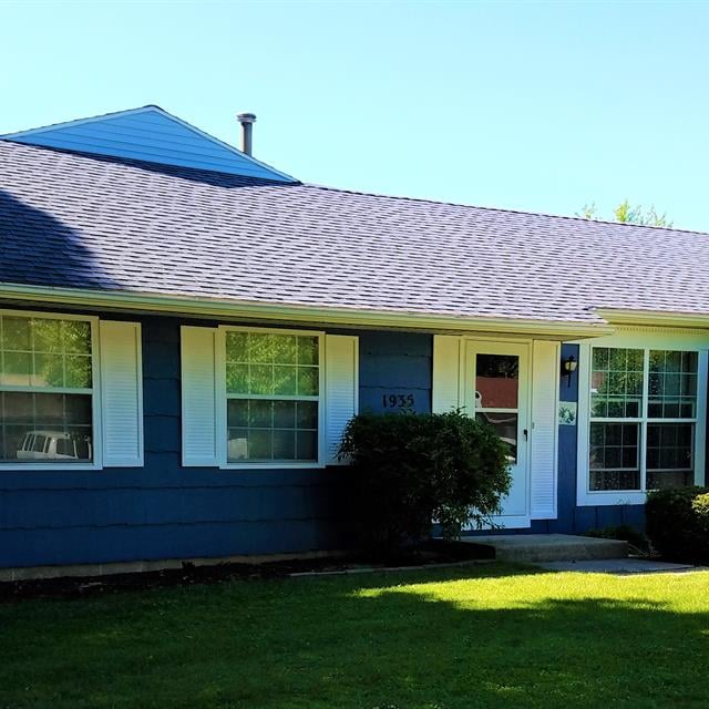 blue exterior of home