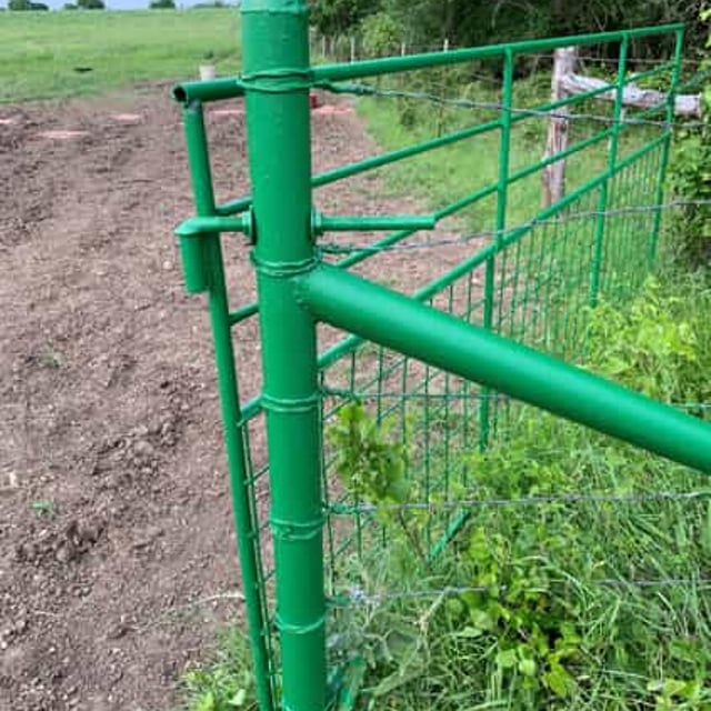 green fence and gate 