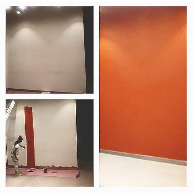 orange accent wall