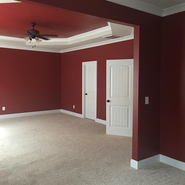 red and white room with light fixture 