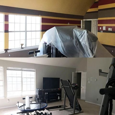 remodel workout room from multi-colored room to grey