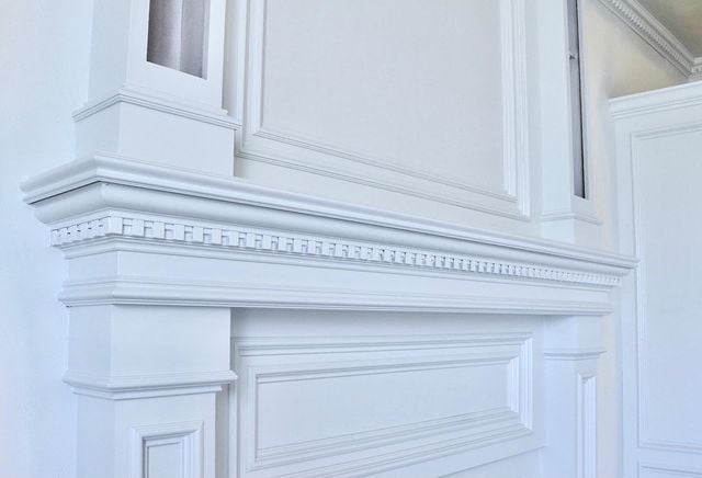 white painted fireplace