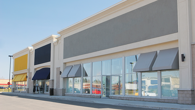 Painted exterior of a commercial building.