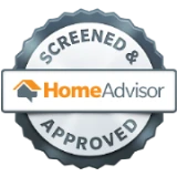 HomeAdvisor Screened & Approved badge.