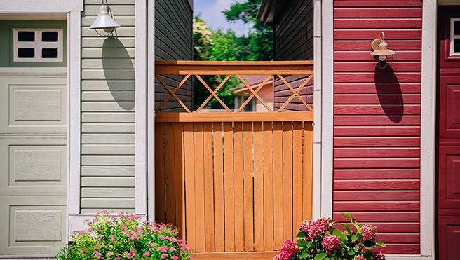 Outside of a home with wood siding.
