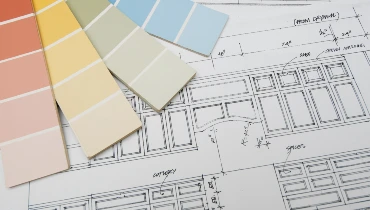 Kitchen cabinet painting blueprint and color palette.