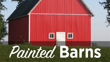 Blog title superimposed over a photo of a red barn sitting on a green lawn, Five Star Painting logo in the top right.