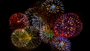 Photo of colorful fireworks in the black sky