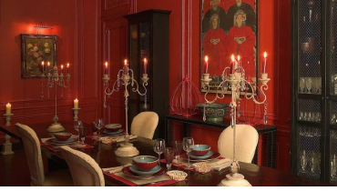 image of a red dining room