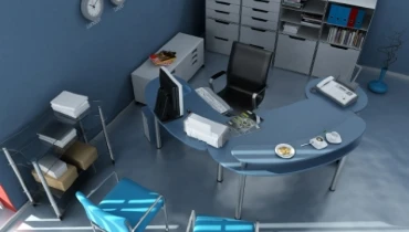Photo of a small dark office