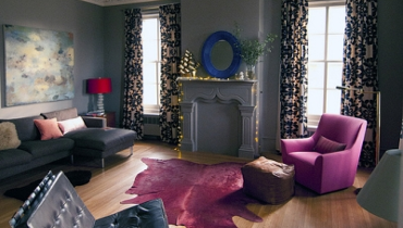 Living room with grey walls