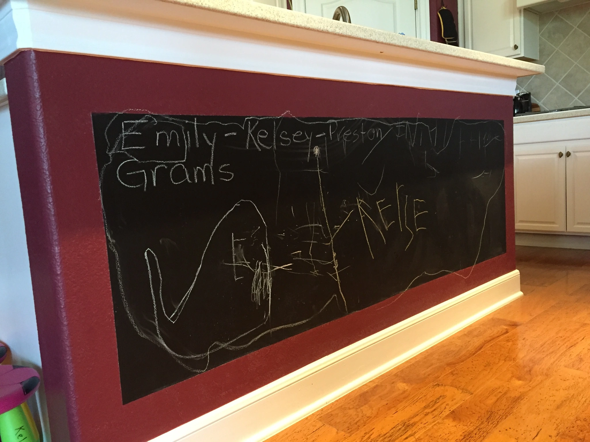 Chalkboard on Kitchen Island.