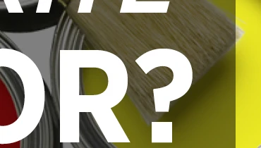 Blog title superimposed over a photo of seven paint cans full of primary rainbow colors, Five Star Painting logo in the bottom left
