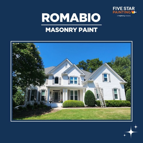 Before: red brick home with traditional finish | After: white-painted masonry home with smooth, modern appearance