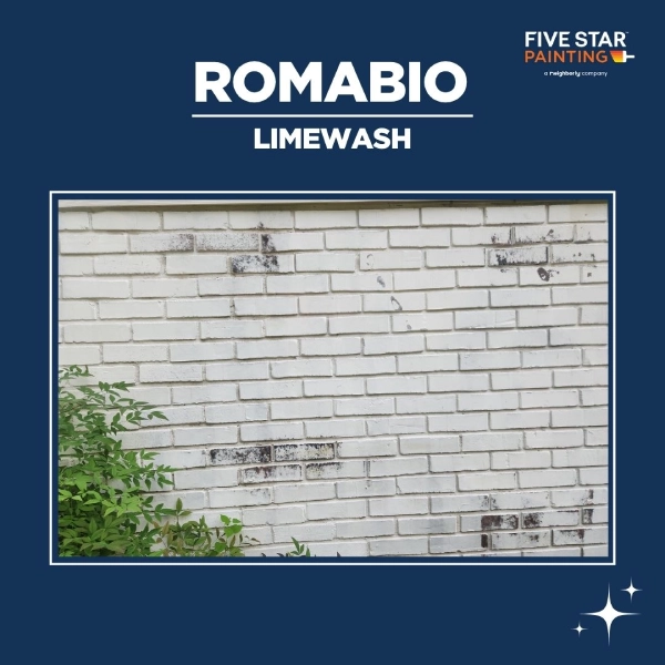 Before: bare red brick wall surface | After: limewashed brick wall with natural patina and variation